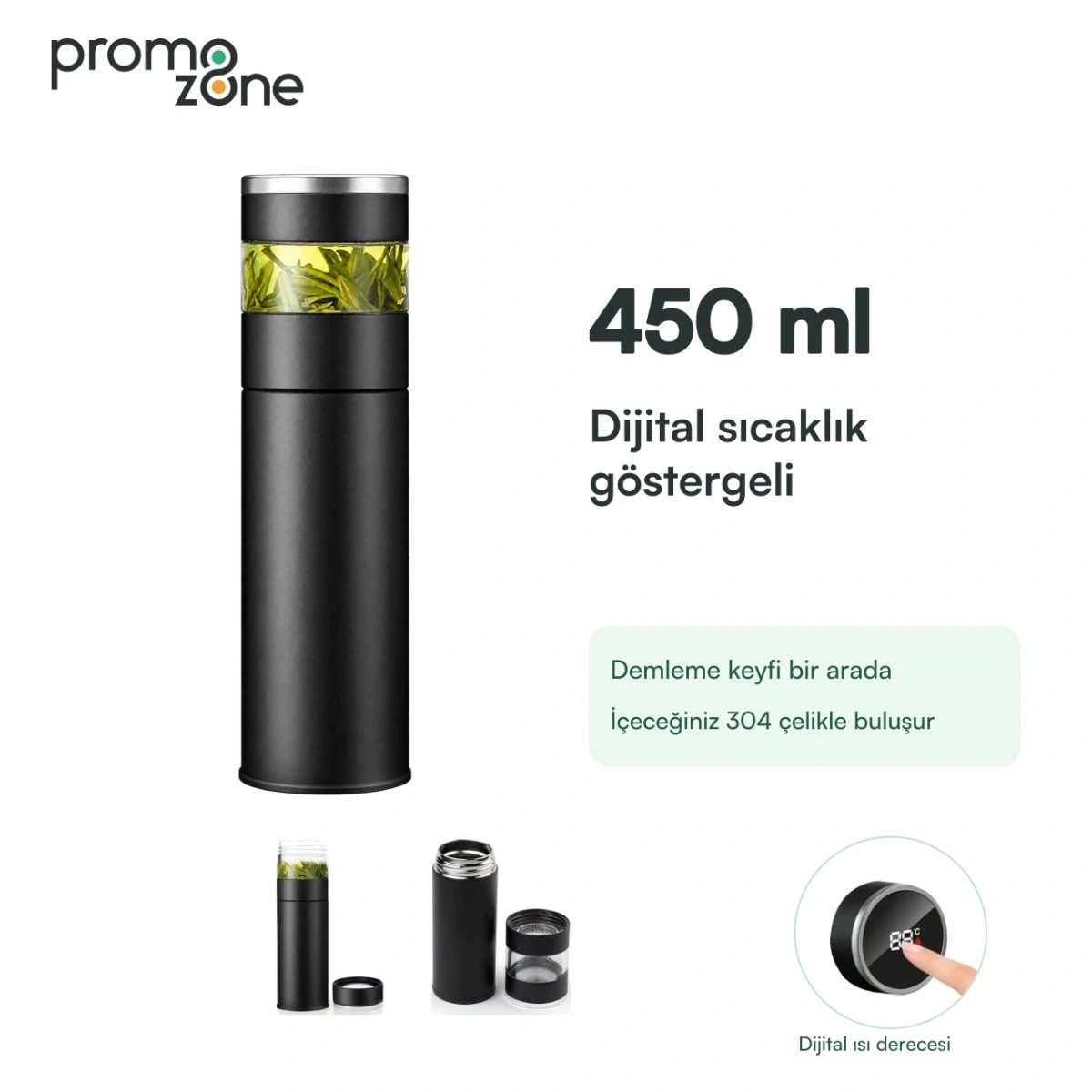 450 ml Cam Demlikli Termos