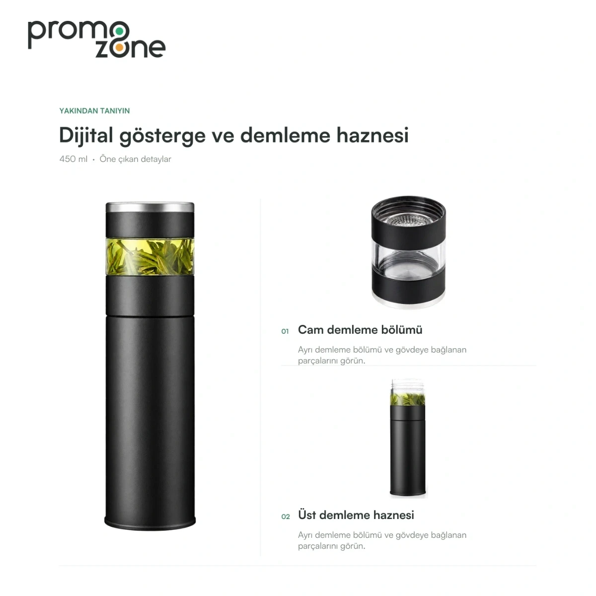 450 ml Cam Demlikli Termos