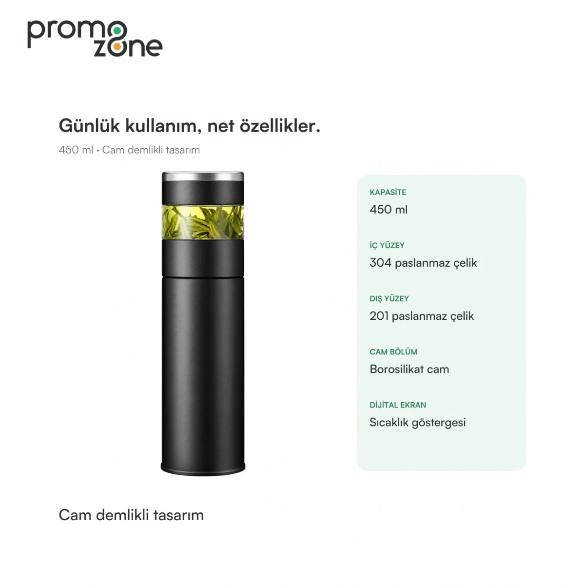 450 ml Cam Demlikli Termos