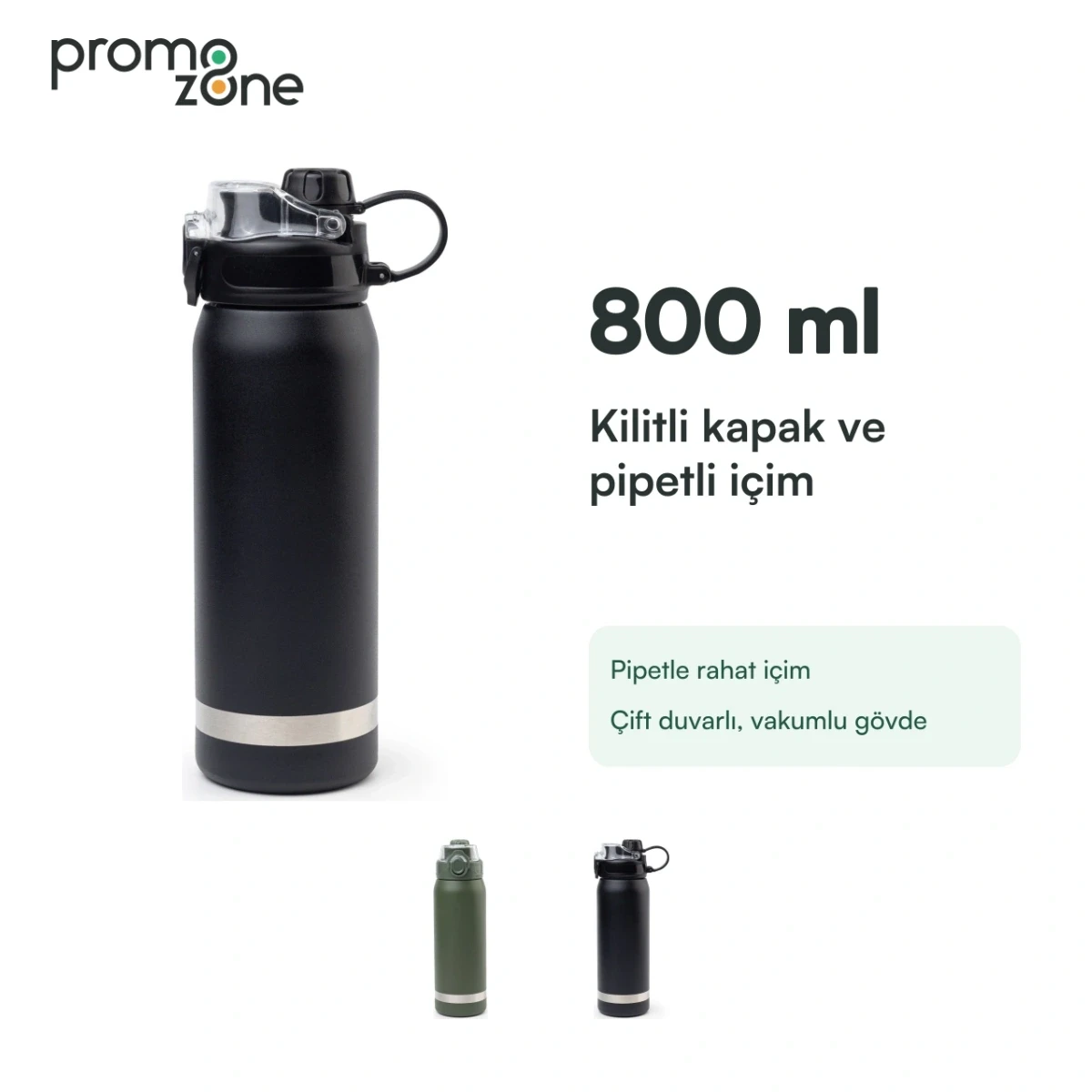 800 ml Kilitli Kapaklı Pipetli Termos