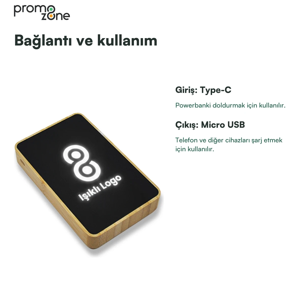 10000 mAh Magsafe Işıklı 22.5W Hızlı Sarjlı 15W Hızlı Wireless Bambu Powerbank