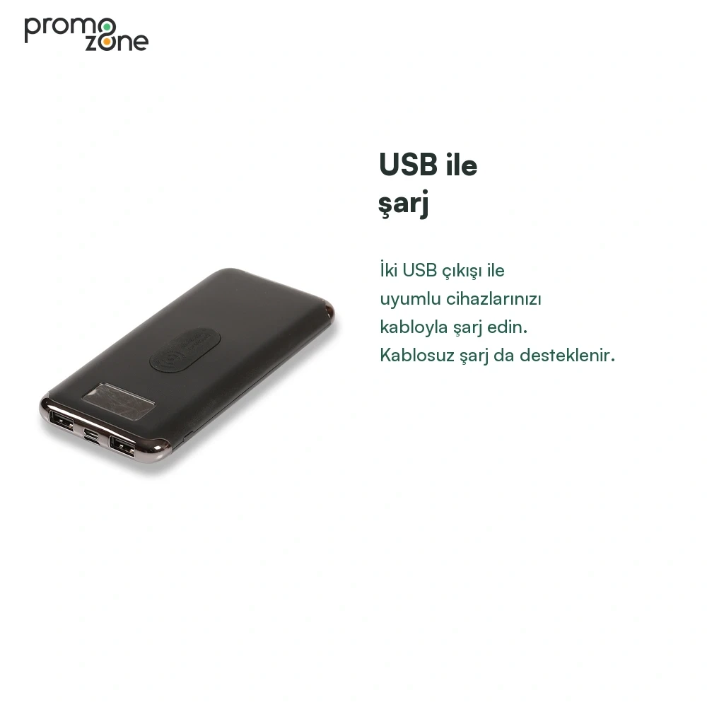 10.000 mAh Wireless Kablosuz Şarj Özellikli Dijital Ekranlı Powerbank