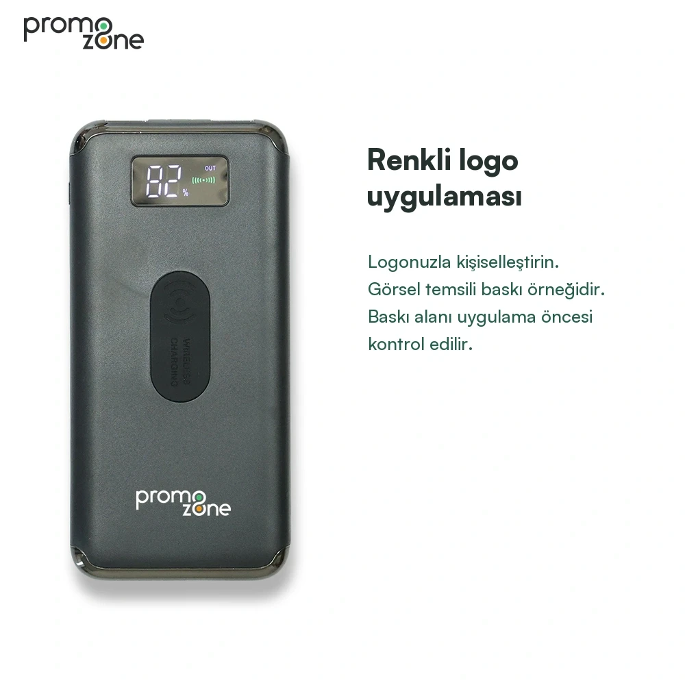 10.000 mAh Wireless Kablosuz Şarj Özellikli Dijital Ekranlı Powerbank