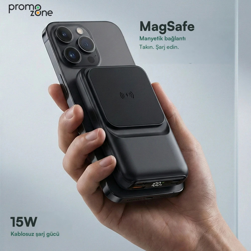 10.000 mAh 22.5W Hızlı Şarj ve 15W Kablosuz MagSafe Powerbank