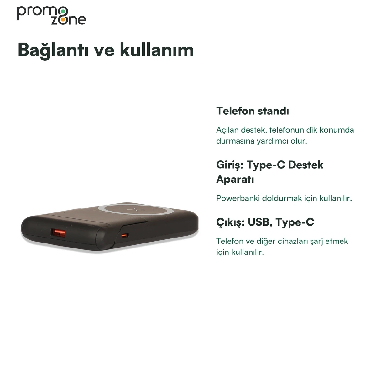 LED Işıklı Logo MagSafe Powerbank 10.000 mAh (22,5W Hızlı Şarj / 15W Wireless Şarj)