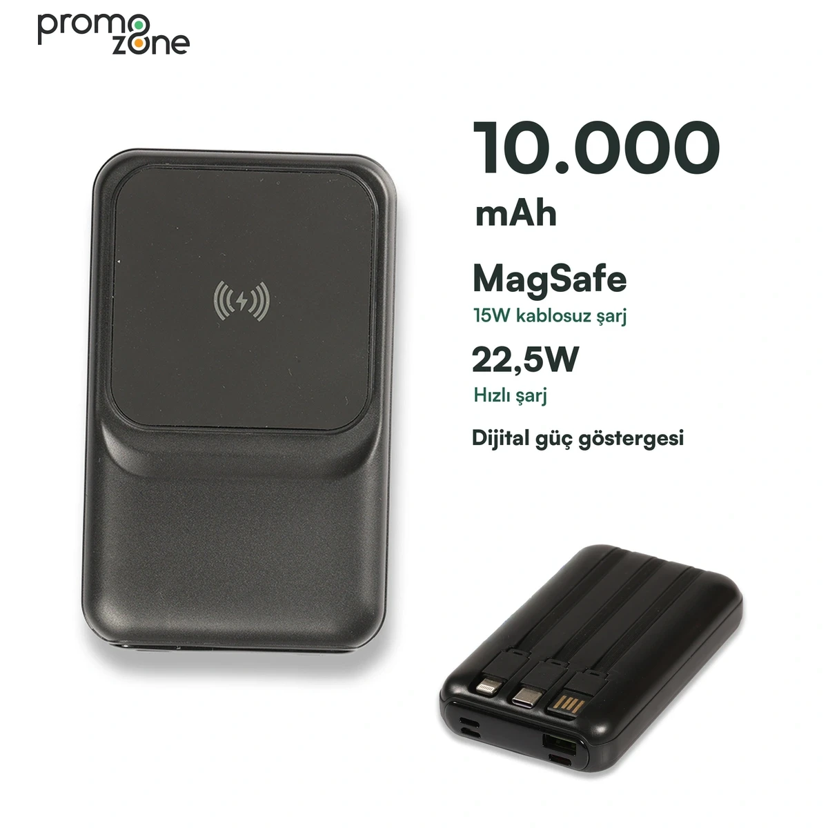 10.000 mAh 22.5W Hızlı Şarj ve 15W Kablosuz MagSafe Powerbank
