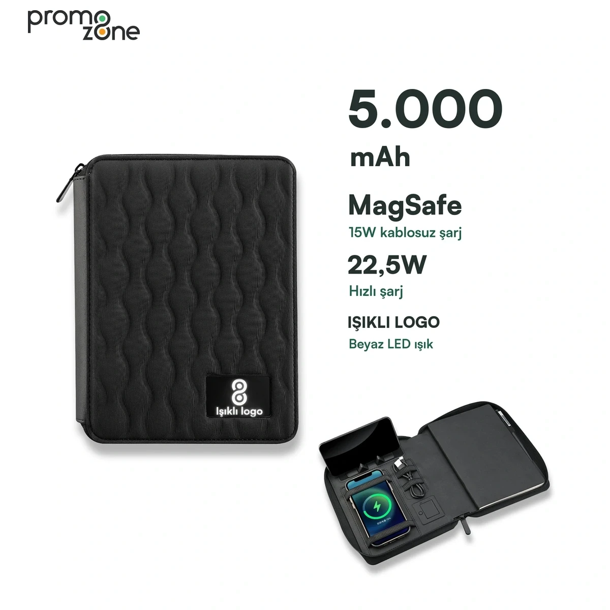5.000 mAh MagSafe 22.5W Hızlı Şarj Destekli Ajanda Powerbank
