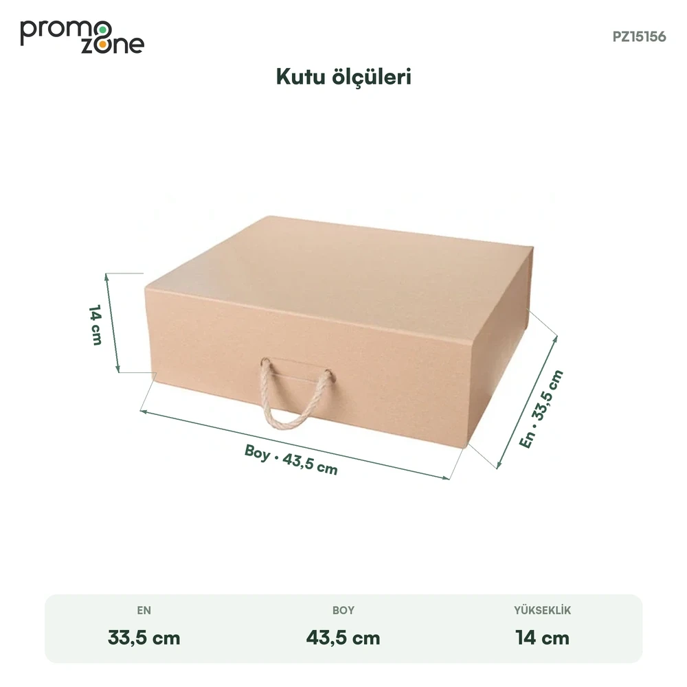 43,5 × 33,5 × 14 cm Halat Saplı Kraft Yüksek Büyük Boy Boş Hediye Kutusu