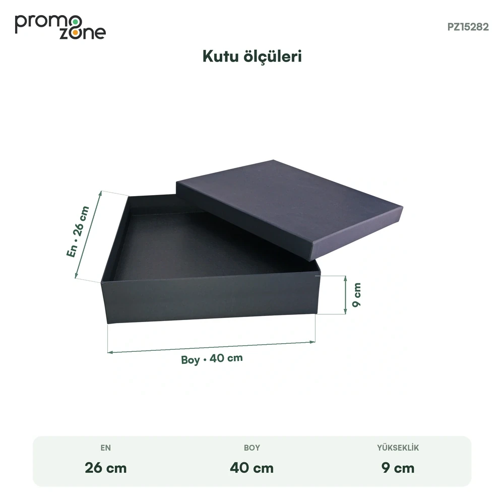 26 × 40 × 9 cm Siyah Geçme Kapaklı Yüksek Büyük Boy Boş Hediye Kutusu