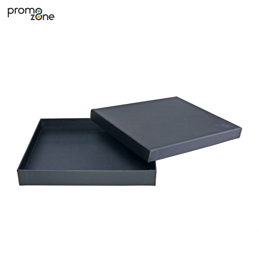 28 × 26 × 2,5 cm Siyah Geçme Kapaklı İnce Orta Boy Boş Hediye Kutusu Promozone