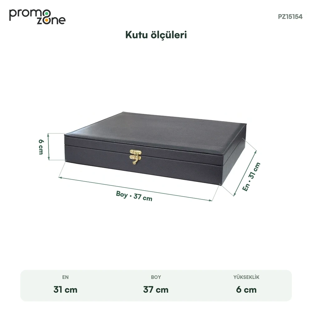 37 × 31 × 6 cm Deri Kaplı Büyük Boy Boş Hediye Kutusu Promozone