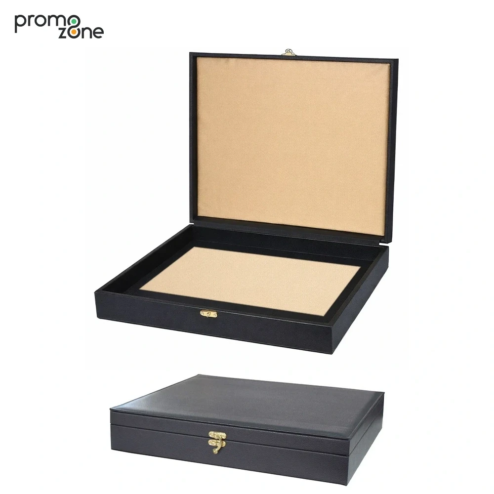 37 × 31 × 6 cm Deri Kaplı Büyük Boy Boş Hediye Kutusu Promozone