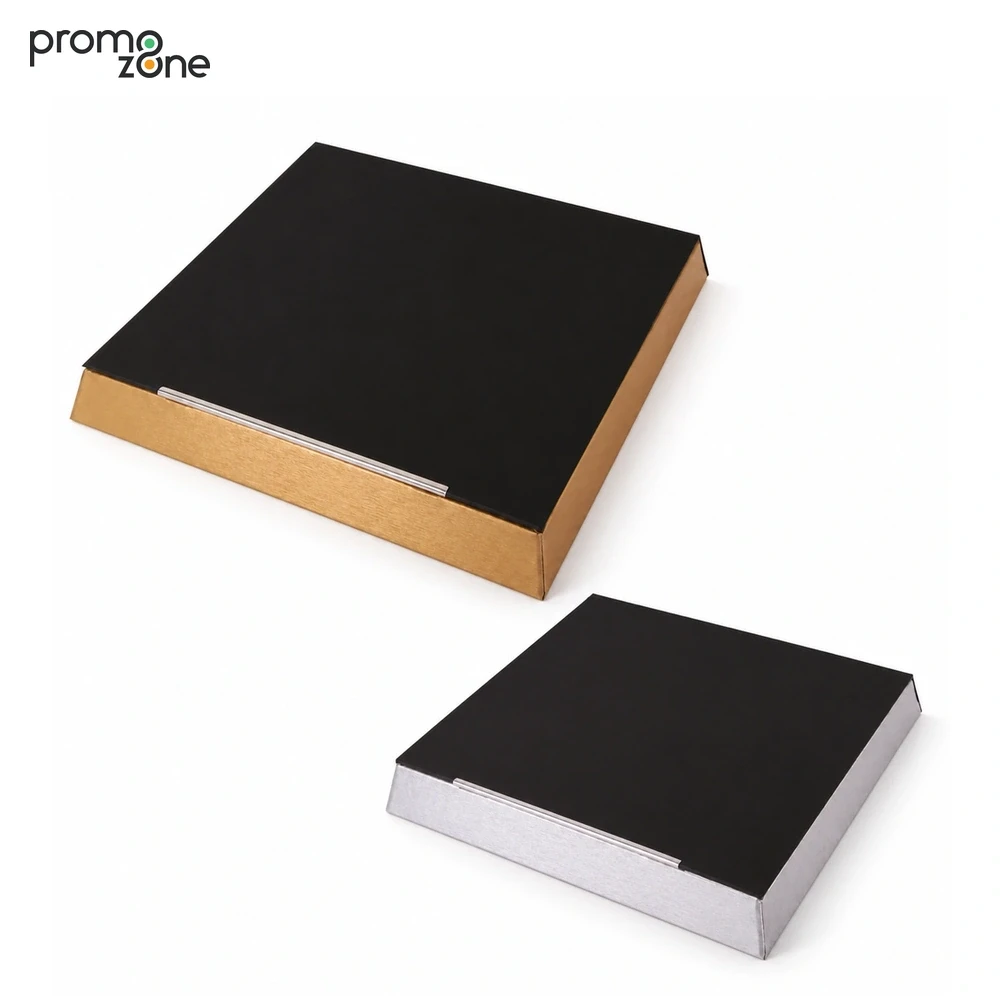 25 × 27 × 2 cm Altın Renk Termo Deri Kapaklı Mıknatıslı İnce Orta Boy Boş Hediye Kutusu