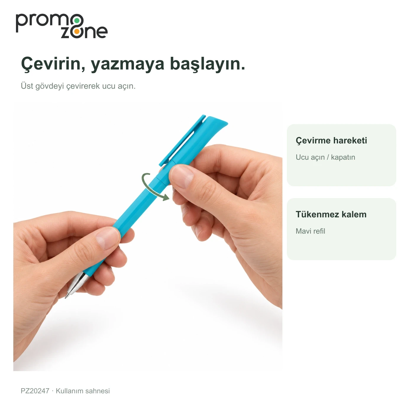 Plastik Çevirmeli Tükenmez Kalem