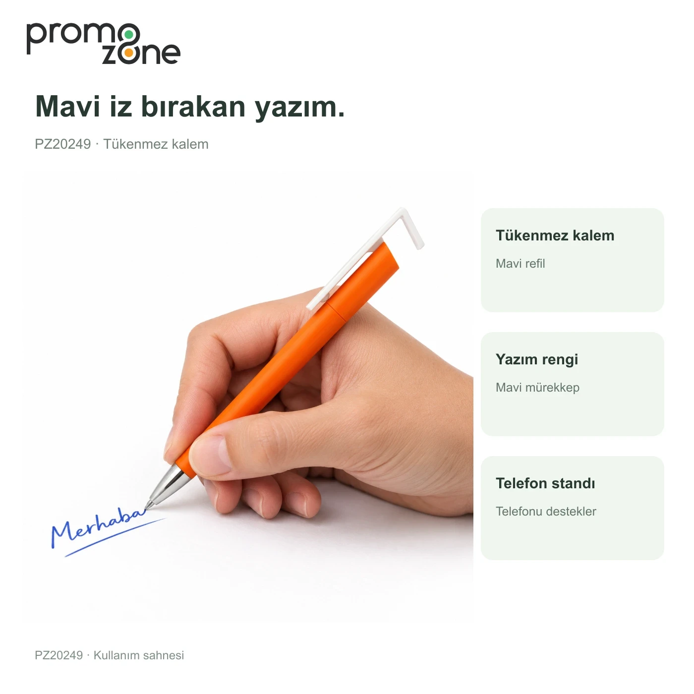 Telefon Standlı Basmalı Plastik Tükenmez Kalem