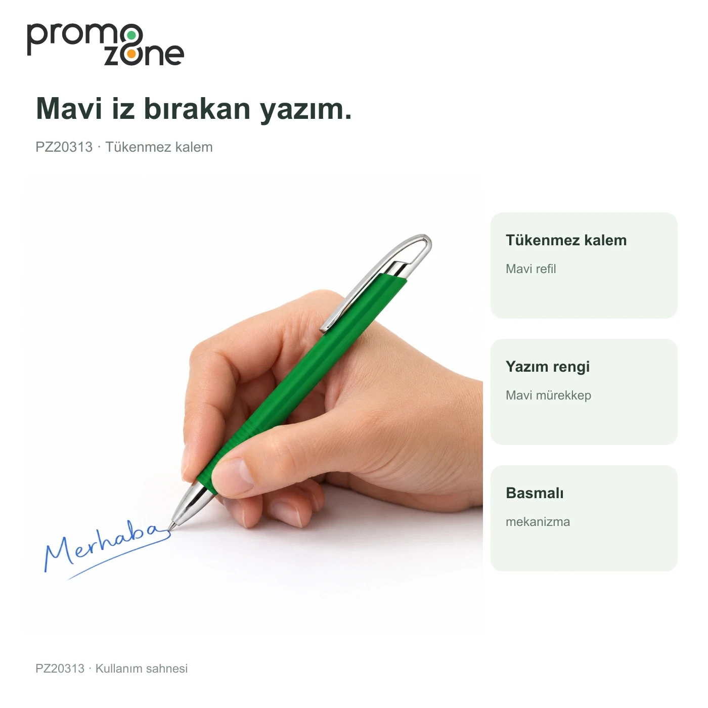 PZ20313 mavi mürekkeple yazım