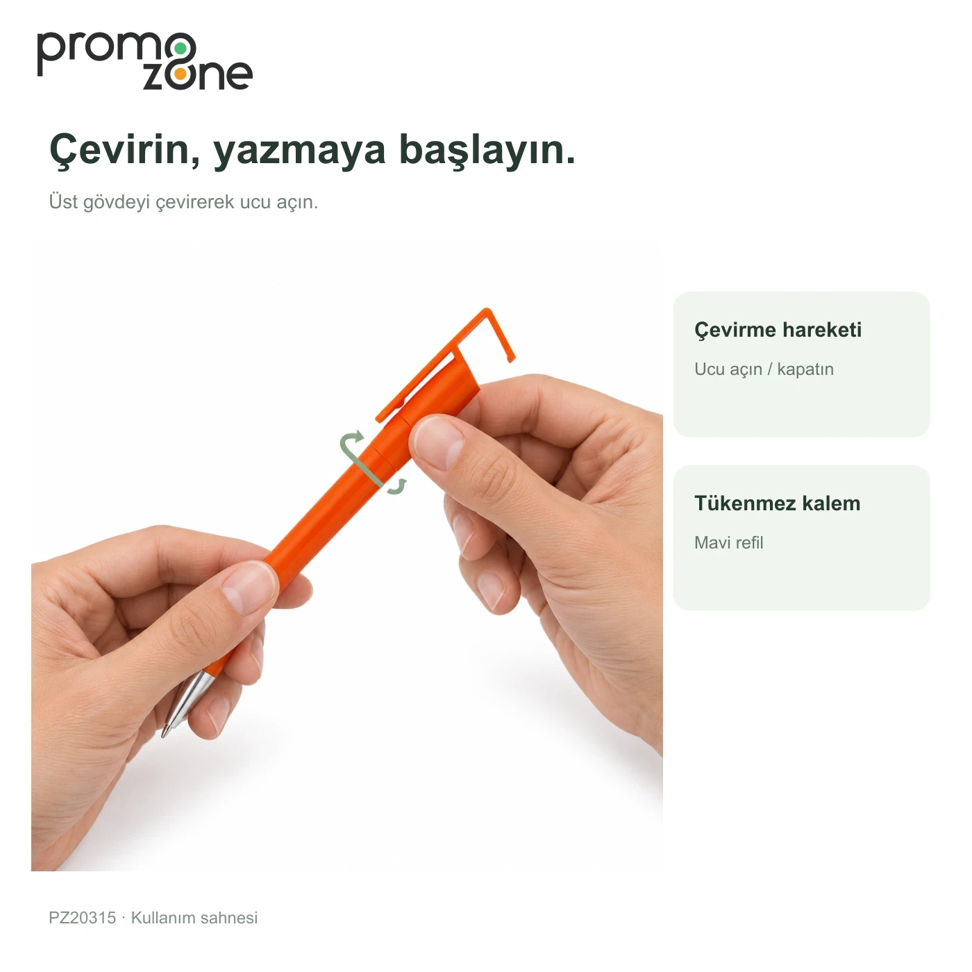 Telefon Standlı Plastik Tükenmez Kalem