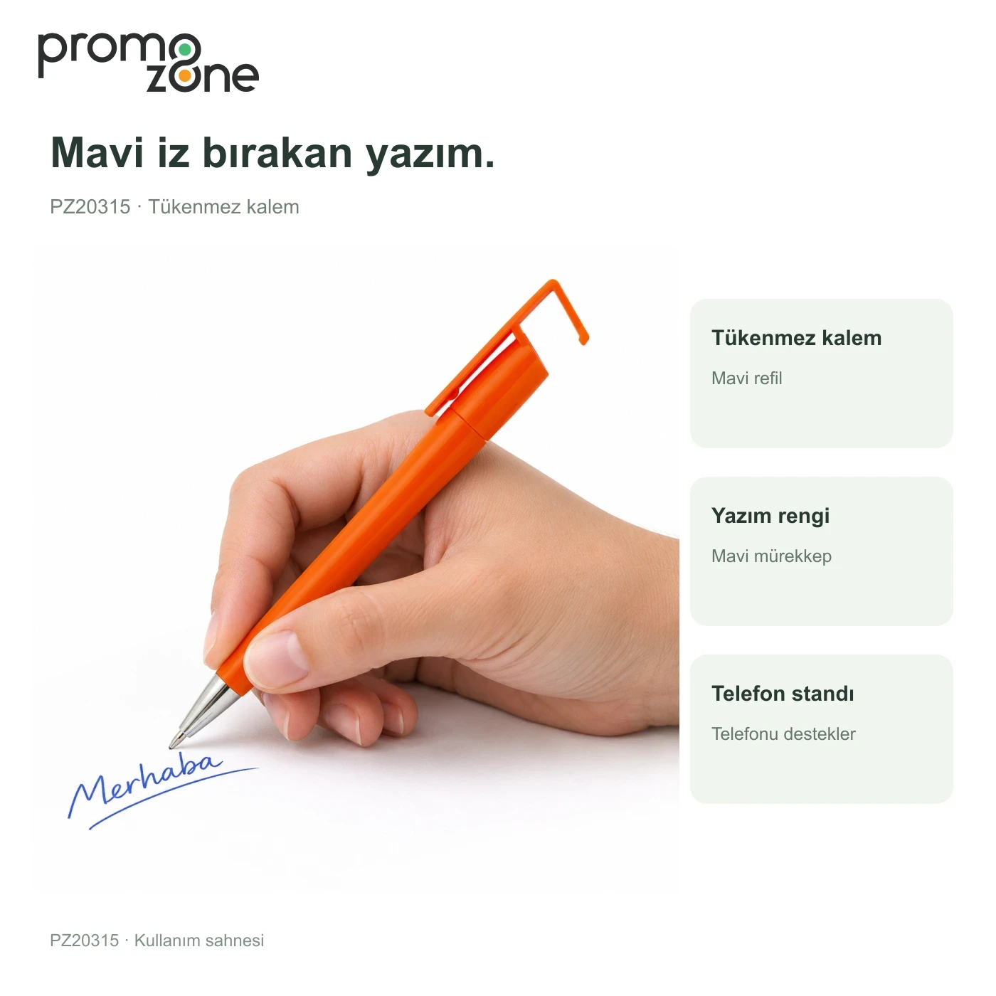 Telefon Standlı Plastik Tükenmez Kalem