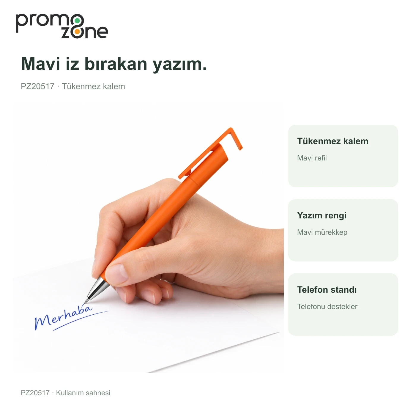 Telefon Standlı Basmalı Plastik Tükenmez Kalem