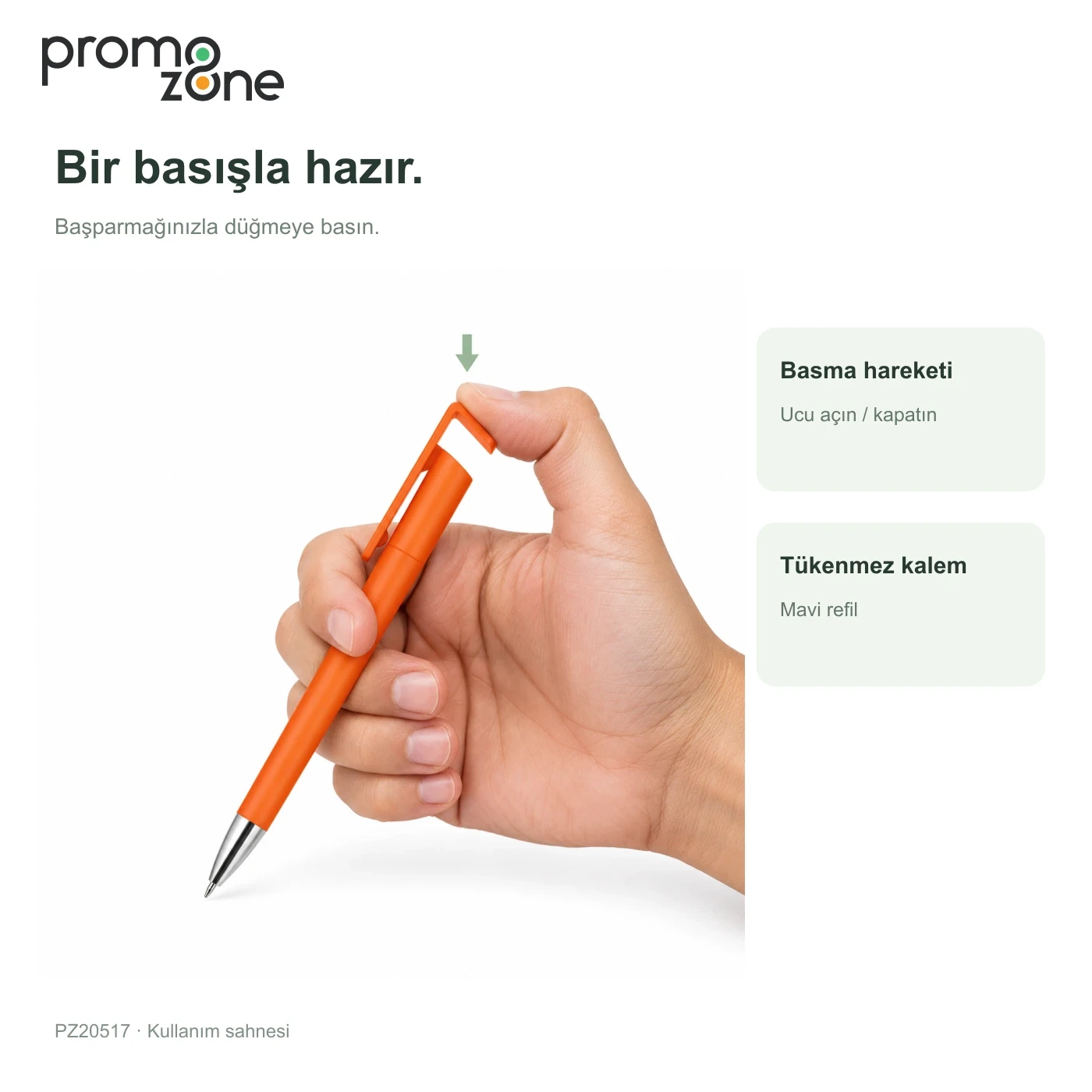 Telefon Standlı Basmalı Plastik Tükenmez Kalem