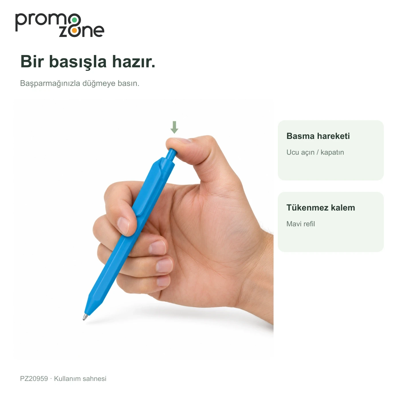 Plastik Basmalı Tükenmez Kalem Promozone