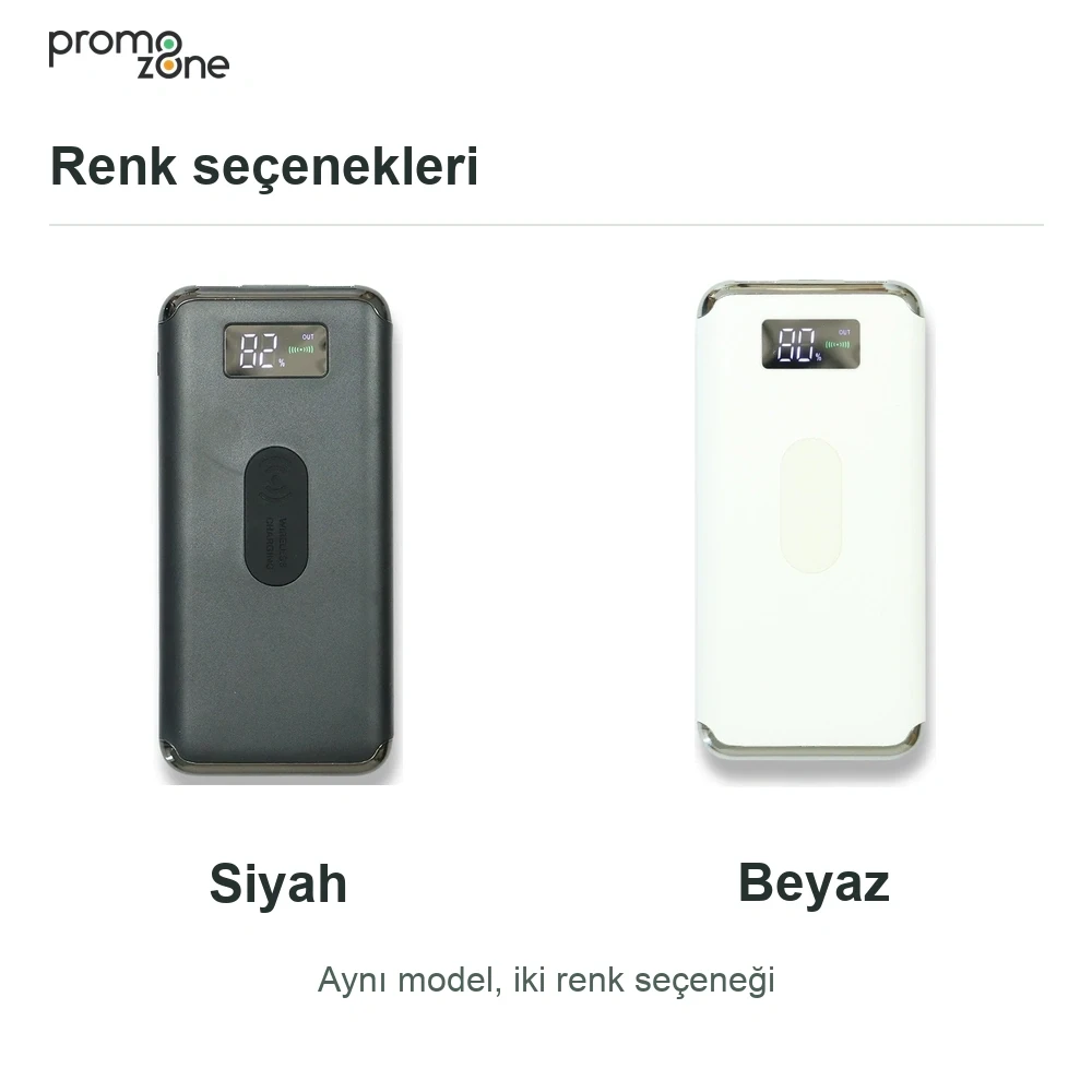 10.000 mAh Wireless Kablosuz Şarj Özellikli Dijital Ekranlı Powerbank