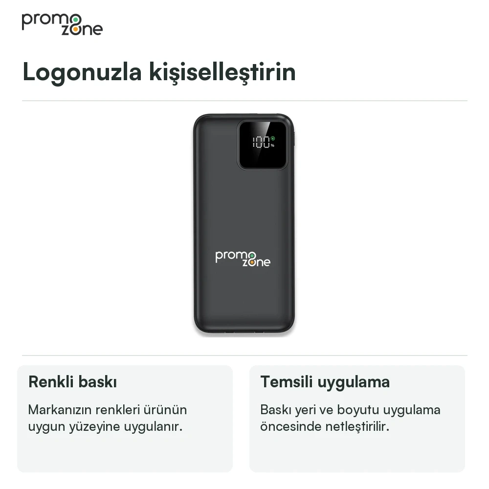 10000 mAh Dahili Kablolu Powerbank Şarj Cihazı Promozone