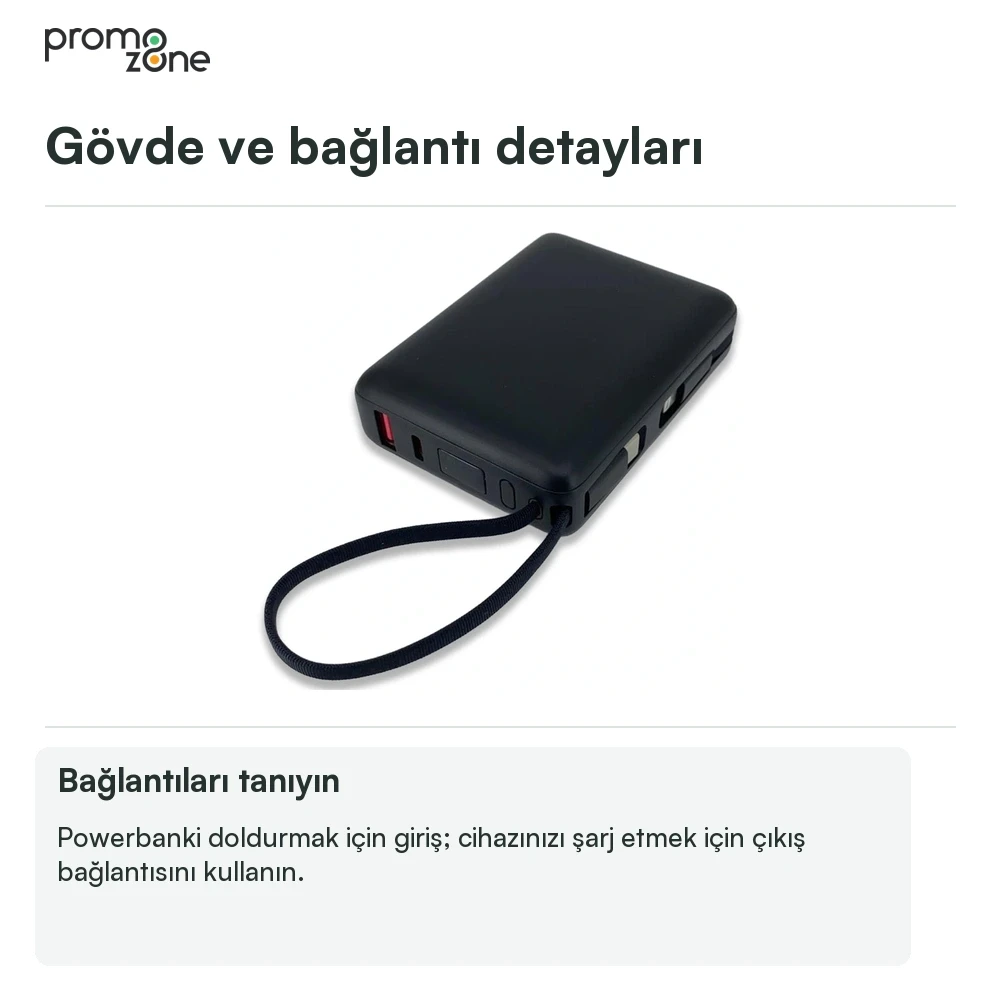 20.000 mAh Çift USB Girişli LED Göstergeli Powerbank Promozone