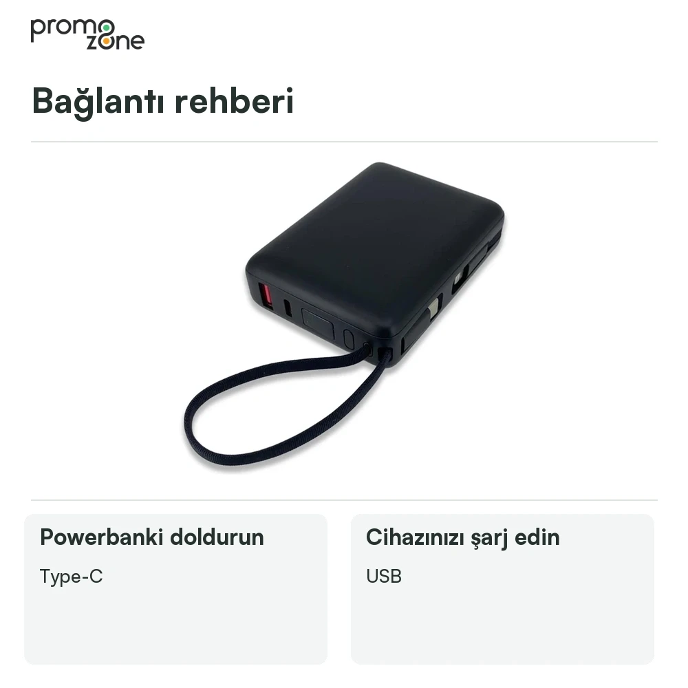 20.000 mAh Çift USB Girişli LED Göstergeli Powerbank Promozone