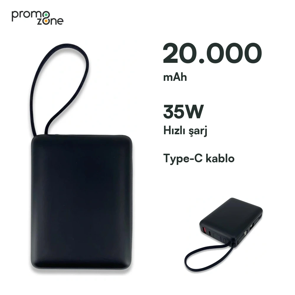 20.000 mAh Çift USB Girişli LED Göstergeli Powerbank Promozone