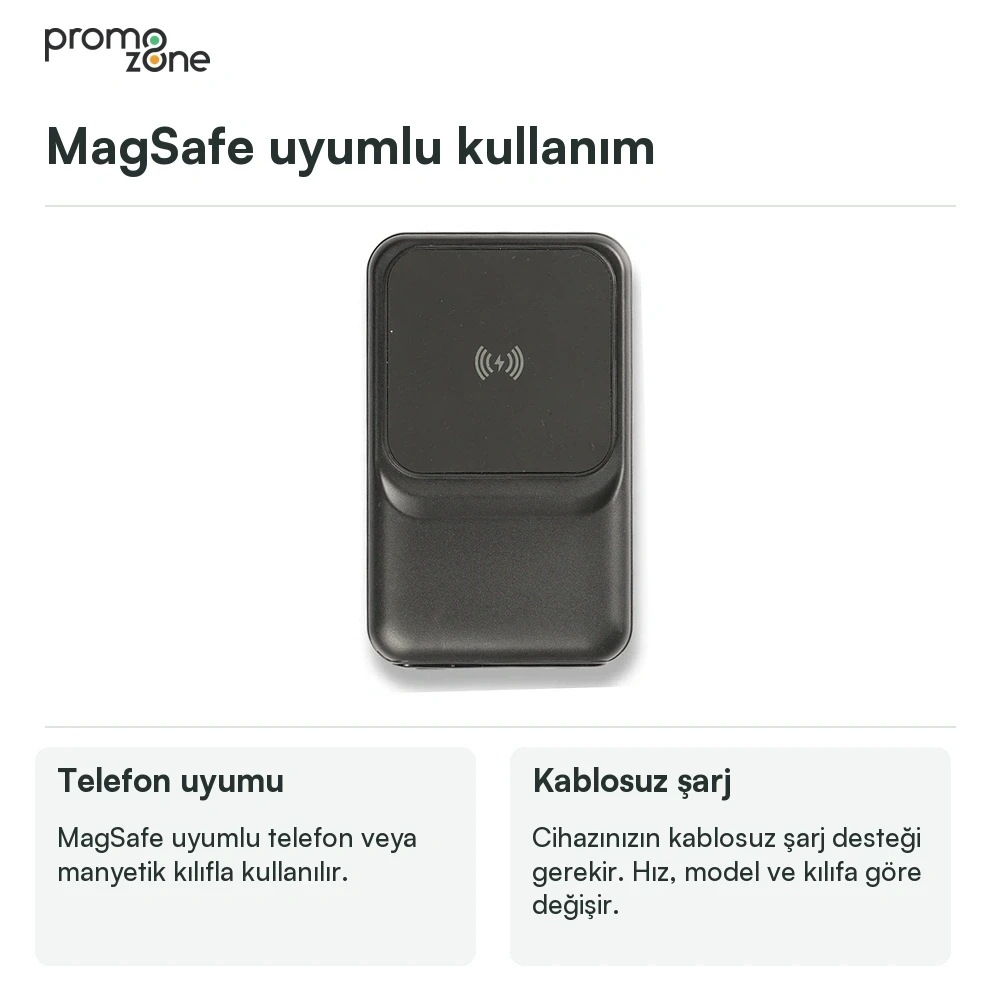 10.000 mAh 22.5W Hızlı Şarj ve 15W Kablosuz MagSafe Powerbank