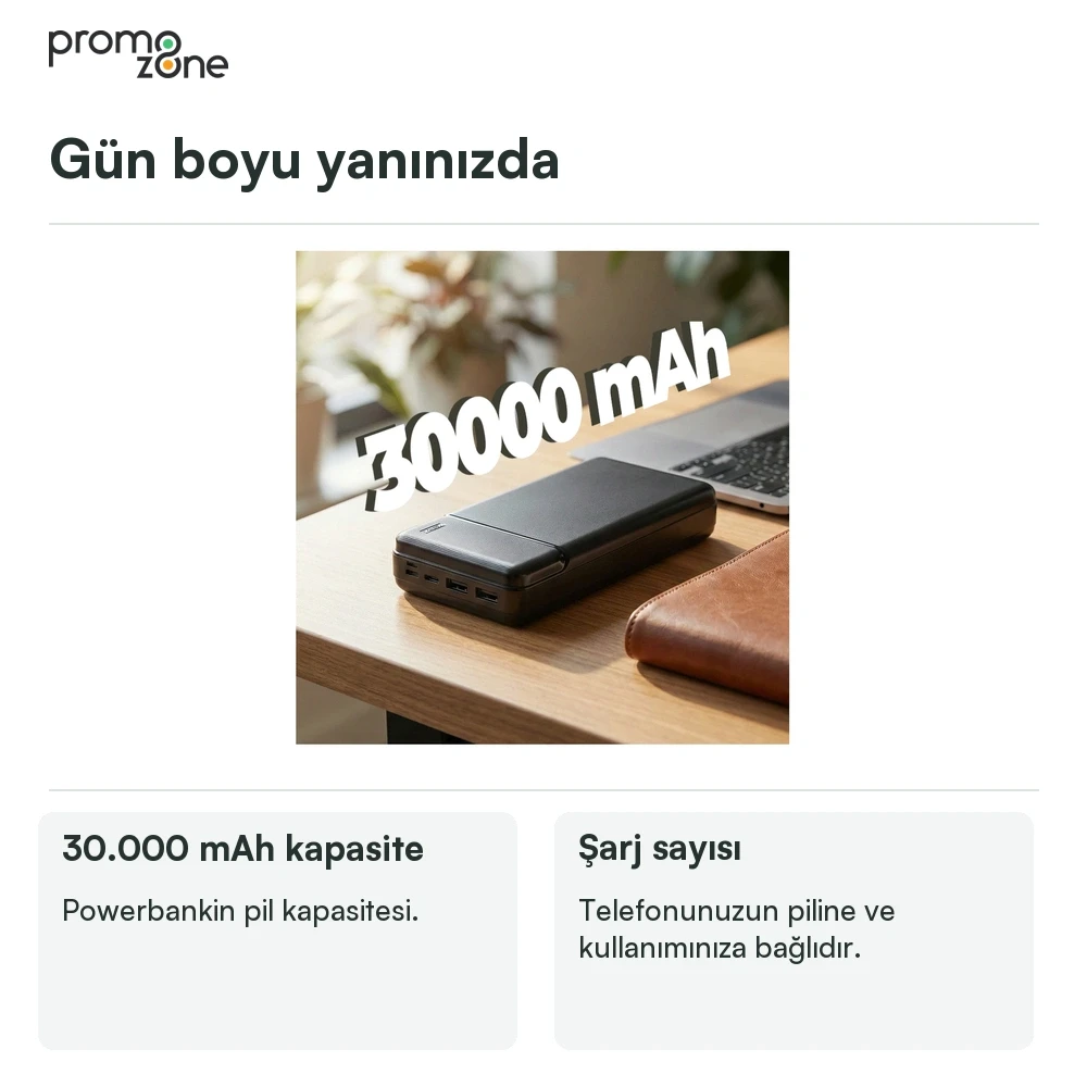30.000 mAh Dijital Ekranlı Powerbank Promozone