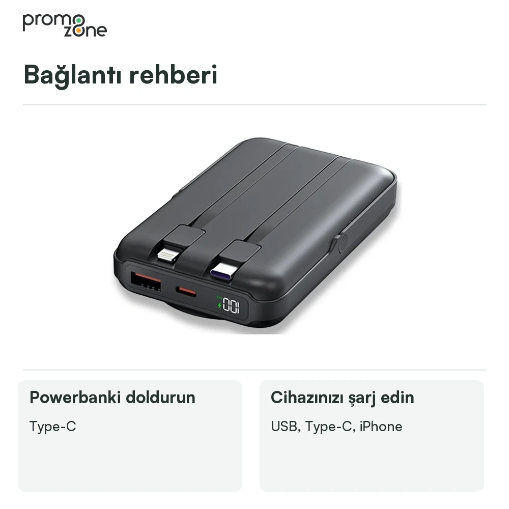 10000 mAh Magsafe IŞIKLI 22.5W Hızlı Sarjlı 15W Hızlı Wireless Powerbank Promozone