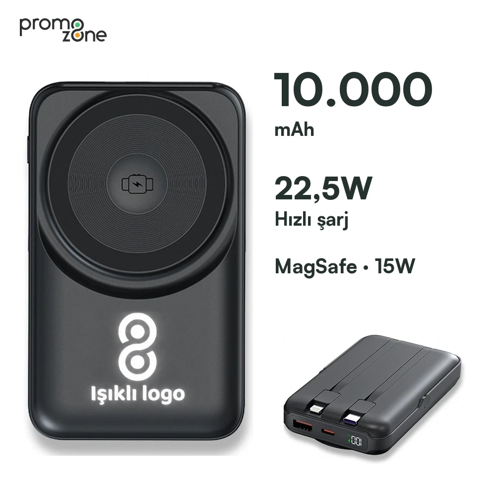 10000 mAh Magsafe IŞIKLI 22.5W Hızlı Sarjlı 15W Hızlı Wireless Powerbank Promozone