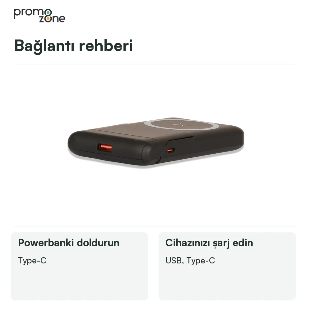 LED Işıklı Logo MagSafe Powerbank 10.000 mAh (22,5W Hızlı Şarj / 15W Wireless Şarj)