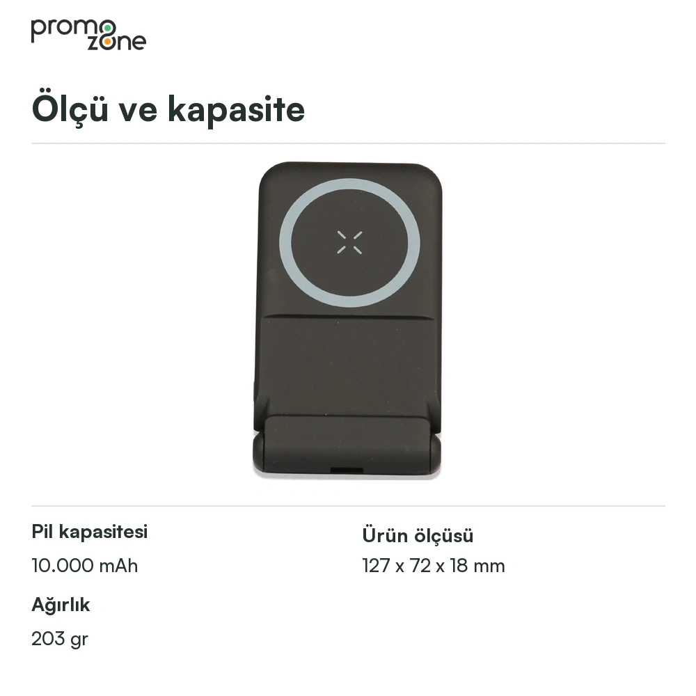 LED Işıklı Logo MagSafe Powerbank 10.000 mAh (22,5W Hızlı Şarj / 15W Wireless Şarj)