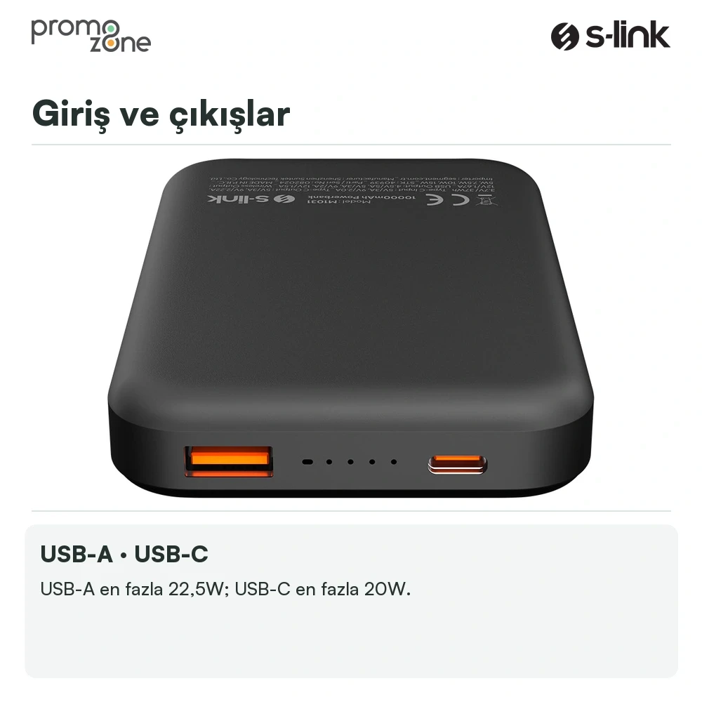 S-link M1031 10000mAh Magsafe 15W HSC22.5W+PD20W+QC3.0 LCD Taşınabilir Şarj Cihazı Powerbank
