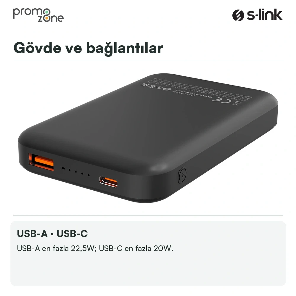 S-link M1031 10000mAh Magsafe 15W HSC22.5W+PD20W+QC3.0 LCD Taşınabilir Şarj Cihazı Powerbank