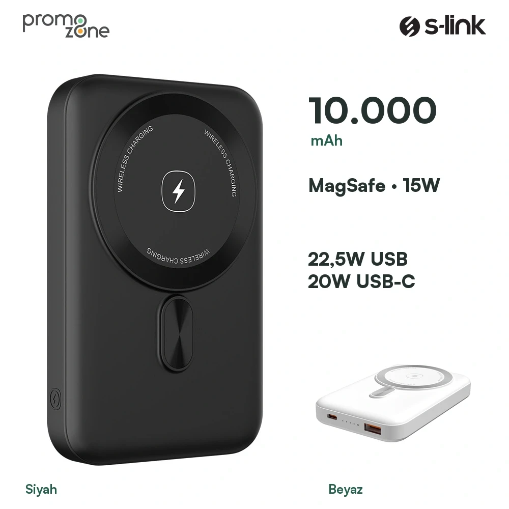 S-link M1031 10000mAh Magsafe 15W HSC22.5W+PD20W+QC3.0 LCD Taşınabilir Şarj Cihazı Powerbank