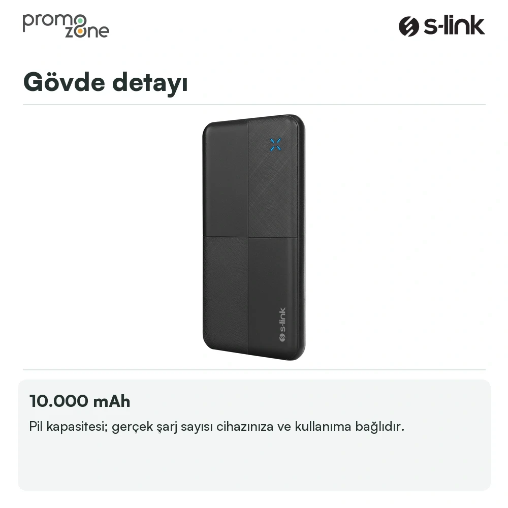 S-link IP-G12N 10000mAh Micro+Usb+ Type-C Giriş+Çıkış Taşınabilir Pil Şarj Cihazı Powerbank