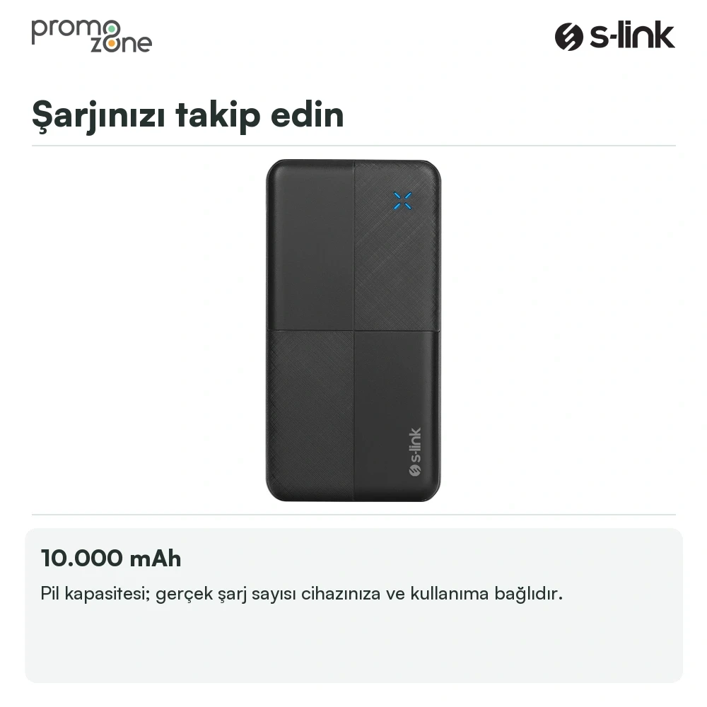 S-link IP-G12N 10000mAh Micro+Usb+ Type-C Giriş+Çıkış Taşınabilir Pil Şarj Cihazı Powerbank