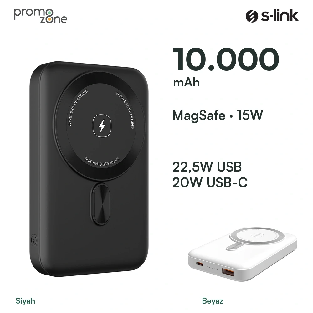 S-link M1031 10000mAh Magsafe 15W HSC22.5W+PD20W+QC3.0 LCD Taşınabilir Şarj Cihazı Powerbank