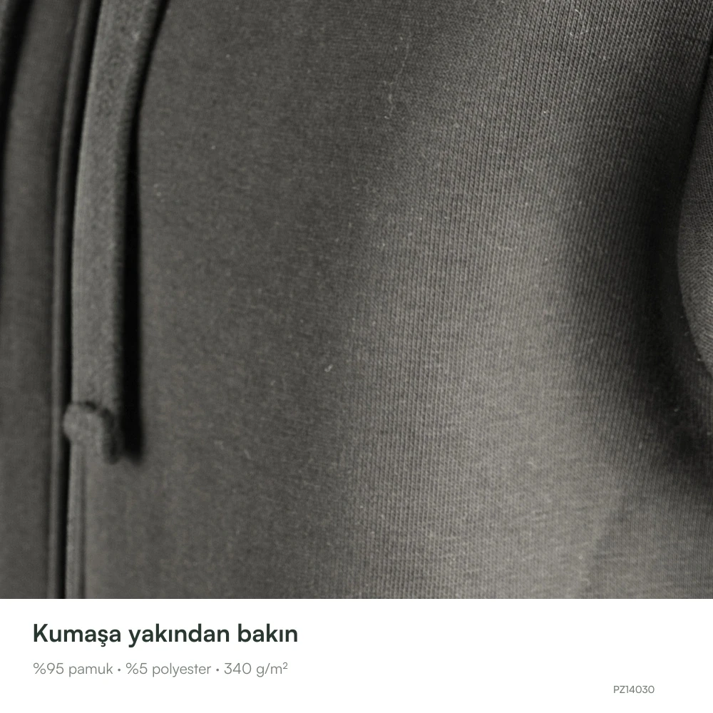 Pamuklu Kaliteli Yetişkin Kapüşonlu Fermuarlı Sweatshirt