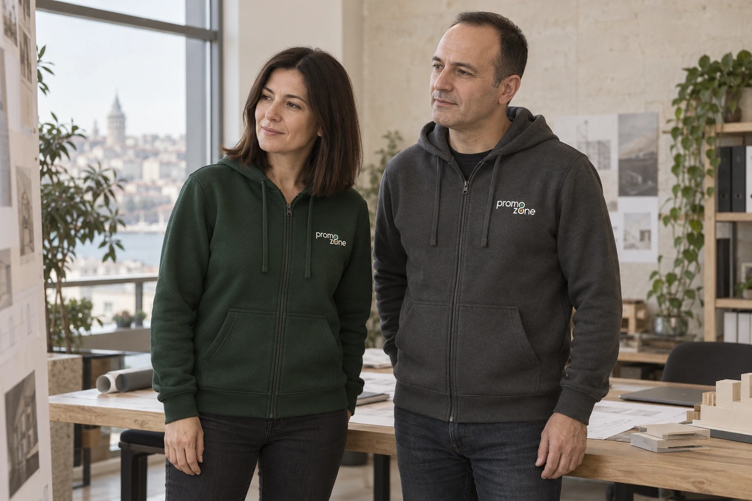 Pamuklu Kaliteli Yetişkin Kapüşonlu Fermuarlı Sweatshirt
