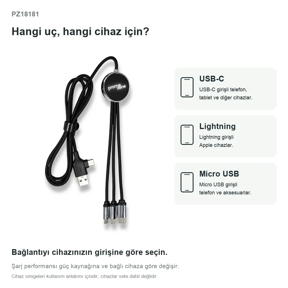 Işıklı Logo 60W Hızlı Type-C Uçlu Şarj Kablosu (Data Transferli)