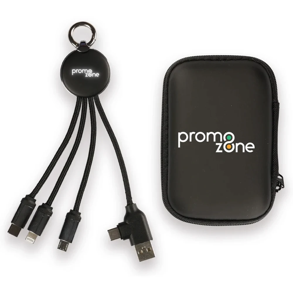 EVA Çantalı Işıklı Logolu 15 cm Anahtarlık Tipi 3’ü 1 Arada Şarj Kablosu (USB-C, Lightning, Micro USB) – Veri Aktarımlı