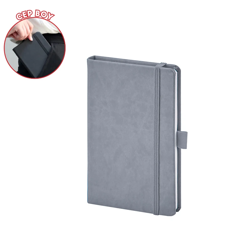 9x14 cm Termo Deri Tarihsiz Defter - Gri