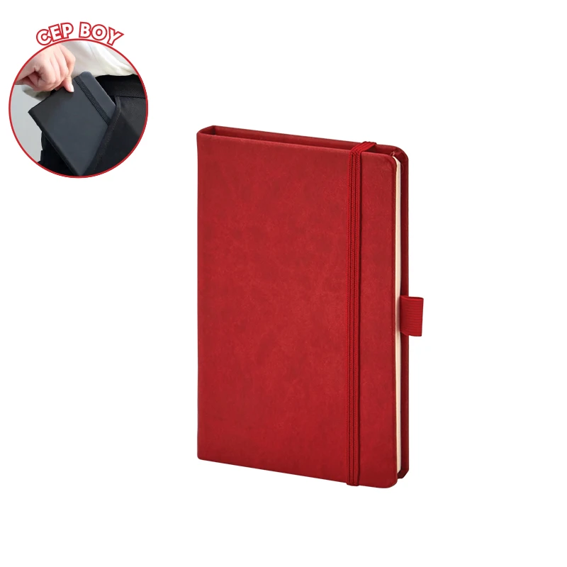 9x14 cm Termo Deri Tarihsiz Defter - Kırmızı