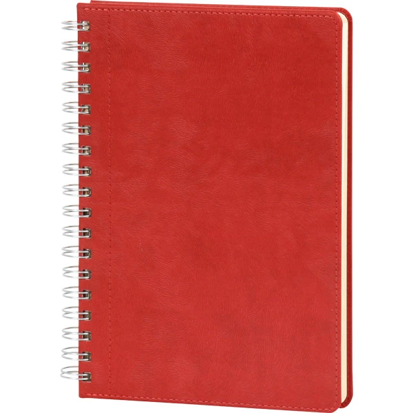 17x24 Spiralli Termo Deri Kapaklı Tarihsiz Defter - Kırmızı