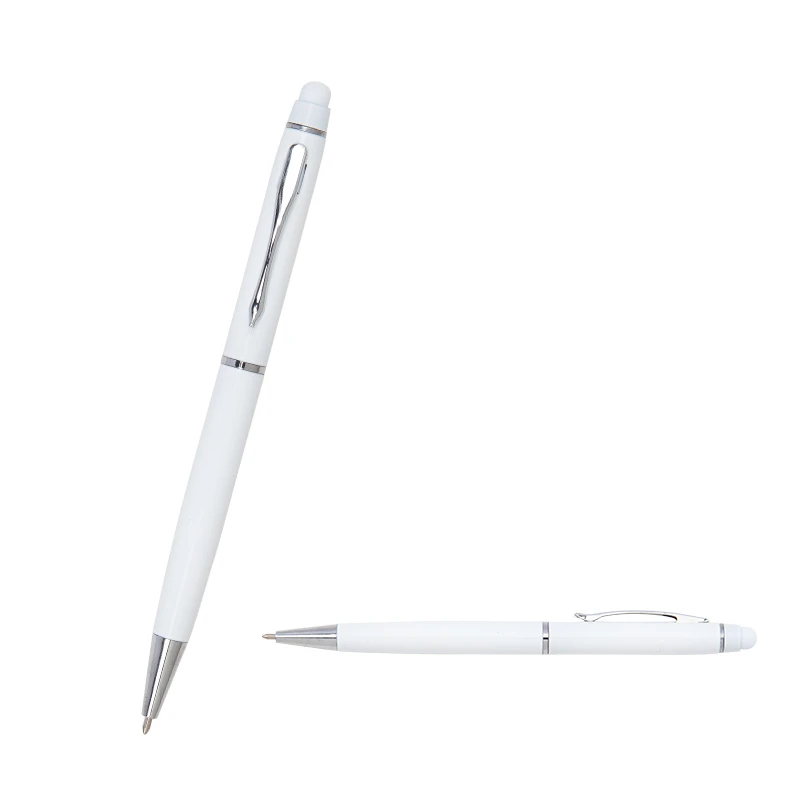 Metal Touchpen Tükenmez Kalem - Beyaz